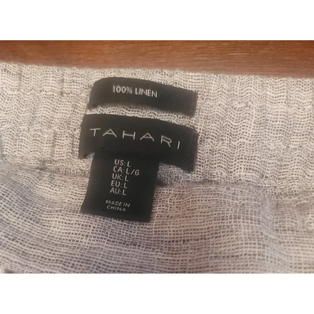 Tahari Linen Maxi Skirt (L) Summer Heathered Grey Textured Weave Casual Beachy - Picture 5 of 6